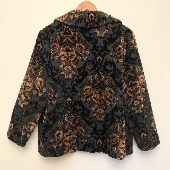 Vintage Brown and Black Chenille Tapestry Jacket with Quilted Lining - Picture 6 of 6
